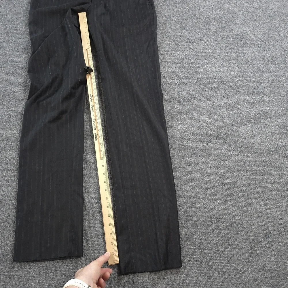 Isaia Pants Mens 34x37 Black Pinstripe Base Sanita Unhemmed Dress Slacks Italy